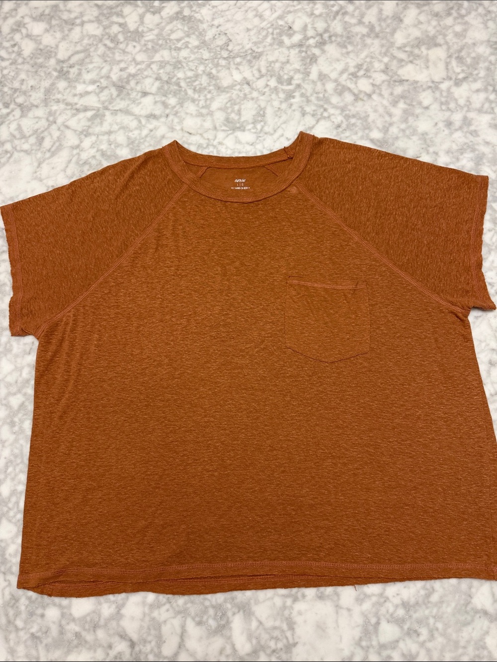 aerie Rust Orange Short Sleeve Relaxed Tee with Chest Pocket